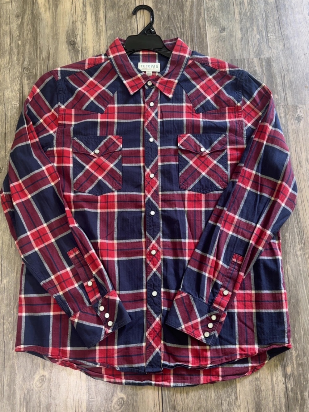 Tecovas Red and Navy Plaid Button-Down Shirt